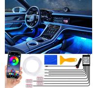 YAOBLUESEA Illuminazione Interna per Auto 6,5m LED Striscia, 12V RGB Luci Neon d'Atmosfera Impermeabile, Controllabile con APP, Ambientale Musica e Illuminazione vano Piedi