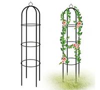 YAOBLUESEA Obelisco per traliccio in metallo rivestito, rose, obelisco, roseobelisk, traliccio per piante rampicanti, fiori, giardino, verde, 190 x 40 cm