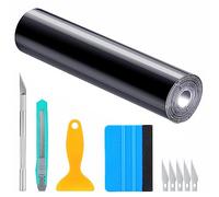 YAOBLUESEA Pellicola Adesiva per Auto, Lucida Flessibile Impermeabile Pellicola in Vinile per Auto Pellicola Protettiva per Vernice Auto Senza Bolle con Accessori di Installazione 300x30cm Nero
