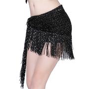 YAODAMAI Danza Tassel Waist Chain Hollow Belly Dance Beaded Tassel Triangle Scarf Danza Pratica Tethered Hip Scarf