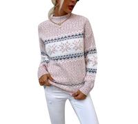 YAODAMAI Maglione da Donna con Motivo Nordico a Fiocco di Neve, Pullover Invernale Accogliente in Misto Lana, Maglione Casual a Maniche Lunghe per l'autunno e l'inverno