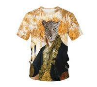 YAODANGM Magliette da Uomo con Stampa 3D, Divertenti Animali da Cartone Animato, Orso Bruno, novità, Estate, Maniche Corte, Maglietta Grafica realistica