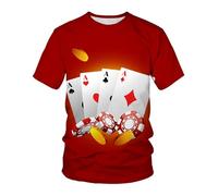 YAODANGM T-Shirts Fantaisie pour Hommes, imprimés en 3D, Cartes de Poker créatives, t-Shirts d'été à Manches Courtes, hauts graphiques réalistes