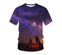 YAODANGM T-Shirts Fantaisie pour Hommes, imprimés en 3D, Ciel étoilé, Galaxie, vue Nocturne, été, Manches Courtes, graphiques réalistes
