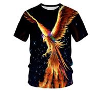 YAODANGM T-Shirts Fantaisie pour Hommes, imprimés en 3D, Motif Ciel étoilé et phénix, à Manches Courtes, pour l'été, avec graphisme réaliste
