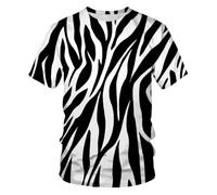 YAODANGM T-Shirts Fantaisie pour Hommes, imprimés en 3D, Rayures Noires et Blanches, géométriques, Vertigo, été, Manches Courtes, hauts, Chemise graphique réaliste