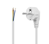 YAODHAOD CEE7, cavo con spina, spina con contatto di protezione tipo E+F (CEE 7/7, angolato) su estremità spelate, cavo di alimentazione per confezionamento, 0,75 mm² bianco (bianco, 1,5 m)