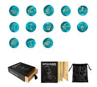 YAOGUI 13pcs Divinazione Irregolare Stone Runs Inciso Pocket Glass Segni Roundels per Meditazioni Divinazione Irregolare Metafisica