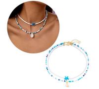 YAOGUI 2 Ispirato A Doppio Strato Collana Con Perline Guscio Adatto Per L'abbigliamento Quotidiano E Gioiello Del Festival Rilassato