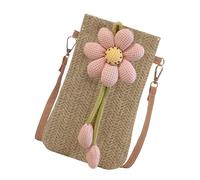 YAOGUI Borsa di paglia da donna Borsa a tracolla tessuta a mano Borsa a tracolla casual femminile Beach Piccola custodia per telefono in paglia Shopping Incontri Spalla intrecciata a mano per donne