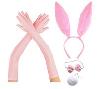 YAOGUI Cerchietto con orecchie per cosplay, cerchietto per capelli, cravatta, guanti da braccio, copricapo per feste, travestimenti, anime, costume da donna