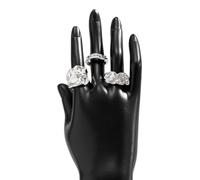 YAOGUI Elegante Metallo Liquido Irregolare Intrecciato Ondulato Aperto Braccialetto Piegato Desin Braccialetto/Anelli Set Gioielli Per Le Feste Elegante Wristwear