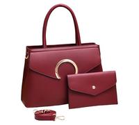 YAOGUI Elegante set di 2 borse per le donne di grande capacità borsa a tracolla in pelle PU borsa a tracolla con manico superiore borse in pelle PU, Rosso, One Size