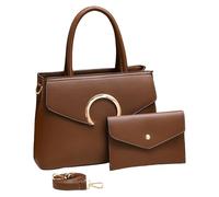 YAOGUI Elegante set di 2 borse per le donne di grande capacità borsa a tracolla in pelle PU borsa a tracolla con manico superiore borse in pelle PU, Marrone, One Size