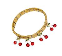 YAOGUI Manette regolabili alla moda in acciaio inox con accento fragola e ciliegie, adatte per uscite casual, braccialetti colorati alla moda, Misura unica, come descritto