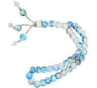 YAOGUI Moderna preghiera Bead 33 perline in resina di vetro accessorio moda spirituale comodo braccialetto per uomini e donne eleganti perline di vetro blu, Misura unica, come descritto