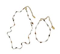 YAOGUI Semplice collana alla moda gioielli perline catena gioielli donna set elegante adatto per abbigliamento quotidiano collana in lega, Misura unica, come descritto, come descritto