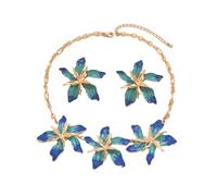 YAOGUI Set di gioielli con collana e orecchini floreali ispirati all'arte, versatile, in lega, design leggero, elegante set regalo da donna
