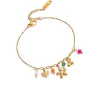 YAOGUI Spring Inspire - Ciondolo regolabile a forma di fiore, con struttura in acciaio INOX, Misura unica, come descritto