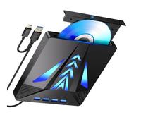 YAOGUI Unità disco esterna per computer portatile tipo C USB3.0 Scrittore portatile con slot per schede USB3.0 porta USB 2.0 lettore di velocità veloce leggero scrittore portatile