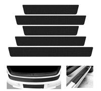 yaohaishao 5 Pezzi Battitacco per Auto per Ford Transit/Tourneo Custom 2023-2024 2025, Battitacco Adesivi Soglie Porte Protezioni per Davanzali per Porte Automobile in Fibra di Carbonio Nero