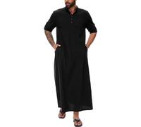 YAOHUOLE Kaftan Uomo Lungo Thobe Uomo Manica Lunga Caftano Uomo con Tasche Universale Fit
