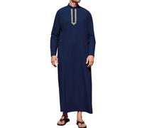 YAOHUOLE Thobe for Men Islam Arabic Thobe da uomo Caftano da uomo grande e alto Dishdasha per uomo, Navy, Large