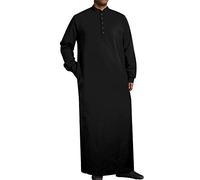 YAOHUOLE Uomo Caftano Manica Lunga Thobe Abbigliamento Preghiera Per Uomini Abbigliamento Arabo Uomo Djellaba Djellaba Uomini, 01 nero, XXL