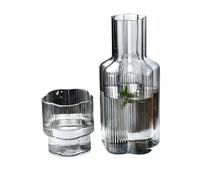 YAOHY Camera Da Letto Set Di Caraffa E Bicchiere, Decanter Per Collutorio Una Sul Comodino, Caraffa Da Comodino Trasparente(Gray)