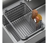 YAOHY Scolapiatti Da Appoggio Di Grande Capacità, Scolapiatti Per Lavello Resistente Alla Ruggine, Scola Piatti In Acciaio Inossidabile Per Frutta E Verdura(44cm,With chopstick rest)