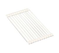 YAOHY Scolapiatti Da Appoggio Per Lavello Antiscivolo In Silicone, Arrotolabile Scolapiatti Della Cucina, Sgocciolamento Resistente Alla Ruggine(Bianca,12 rods)