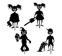 Yaoliucp Halloween Little Devil Silhouette Spaventa bambini Decorazioni da statue da giardino in metallo 4pcs, palo del cortile per bambini piccoli