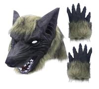 Yaoliucp Maschera della testa del Halloween Scary Full Face Maschera Werewolf con guanti per Halloween e cosplay COSTUME PARTI IN Horror Nights Black 1pc Cosplay Full Face