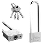 Yaolmkcovs Lucchetto da esterno ad arco lungo 16,4 cm, colore argento, 50 mm, 2 chiavi, resistente alle intemperie, resistente alla corrosione