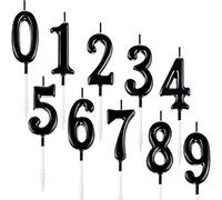 Yaomiao 10 Pezzi Candele Numerali di Compleanno Candele Numerali per Torta Numero 0-9 Decorazione per Cake Topper Glitterata per La Festa di Compleanno Favore (Nero)
