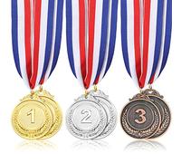 Yaomiao 6 Pezzi Medaglie in Oro Argento Bronzo Medaglie Premio 1a 2a 3a Medaglia Olimpica in Oro Argento Bronzo con Nastro per Concorsi Decorazioni di Feste Stile Olimpico