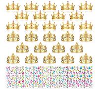 Yaomiao 66 diademi in schiuma da principessa, corone fai da te, bomboniere per bambini, con strass adesivi per ragazze, per creare il proprio diadema (oro)