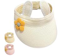 Yaopelky Cappello di Paglia Arrotolabile per Bambine Cappello con Visiera Aperta a Fiore per Neonati Cappello di Protezione Solare per la Spiaggia Estiva (IT, età, 6 Mesi, 24 Mesi, Bianco)