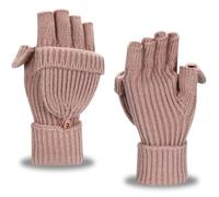 Yaopelky Guanti invernali senza dita per donna e uomo, mezzi e interi, in maglia con glitter, con copertura per il pollice e convertibili in muffola termica, One Size for most adults