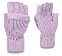 Yaopelky Guanti invernali senza dita per donna e uomo, mezzi e interi, in maglia con glitter, con pollice e cappuccio, convertibili, termici, Viola, One Size for most adults