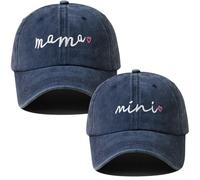 Yaopelky Set di 2 cappellini da baseball con scritta "Mama and Mini" ricamati, regolabili, per genitori e figli, con scritta "Mom and Me" (US, Alpha, taglia unica, blu navy)