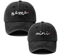 Yaopelky Set di 2 cappellini da baseball con scritta "Mama and Mini" ricamati, regolabili, per genitori e figli, con scritta "Mom and Me" (US, Alpha, taglia unica, nero)