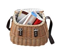 YAOPIU Cesto Da Picnic,Cesto Organizzatore Intrecciato A Mano Con Coperchio Per Frutta,Organizzatore Portatile Per Picnic Per Festa Di Compleanno San | Per Campeggio E Attività All'Aperto