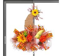 YAOPIU Ghirlanda per Porta d'Ingresso con Girasole e,Forma Cappello Ghirlanda Porta Autunno | Segnali Stagionali per Finestra Campagna Cucina Autunno