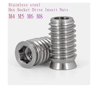 yaoqijie 5 pz 304 Acciaio Inox M4 M5 M6 M8 Esagono Incassato Drive Inserto Dadi Filettati for Mobili In Legno lasting(M8x20 5pcs)