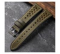 yaoqijie Cinturino in pelle di vacchetta italiana Pueblo artigianale ventilato 18 19 20 21 22MM Bracciale ultra sottile da uomo verde marrone grigio lasting(Verde,18mm)