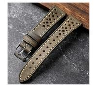 yaoqijie Cinturino in pelle di vacchetta italiana Pueblo artigianale ventilato 18 19 20 21 22MM Bracciale ultra sottile da uomo verde marrone grigio lasting(Gris,22mm)