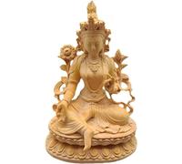 YAOSHER Figura Femminile Bodhisattva Tibetano Buddista Dea Scultura Tara Buddha Figurina Verde Tara Statue di Legno Religioso Buddismo Statua Scrivania Ornamento per Casa Ufficio Camera da Letto