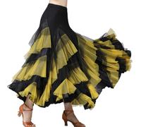 YAOTT Gonna Lunga da Flamenco Donna Gonna a Rete per Danza Standard e Moderno Ballo da Sala, Donne Danza Classica Tango Valzer Gonne da Pratica Costume da Ballo F Taglia Unica