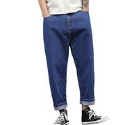 YAOTT Jeans Uomo Pantaloni Larghi Comodi e Lavati Stile di Strada Pantaloni a Gamba Dritta Pantaloni Casual Taglia Larga Pantaloni Denim a Gamba Larga Nove Punti Pantaloni Stile Harem di Denim